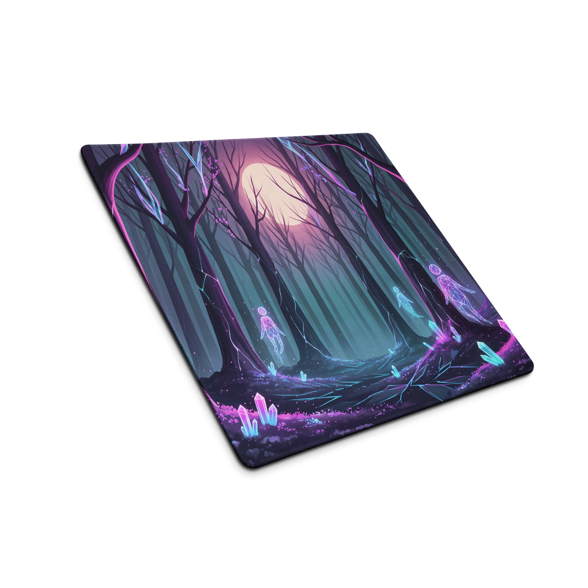 Neon Forest Vaporwave Mouse Pad - Mouse Pad Neon Purple Pink Cyan Desk Vaporwave Dreamy Mood Cyberpunk Decor Digital Art