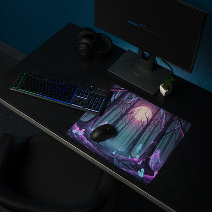 Neon Forest Vaporwave Mouse Pad - Mouse Pad Neon Purple Pink Cyan Desk Vaporwave Dreamy Mood Cyberpunk Decor Digital Art