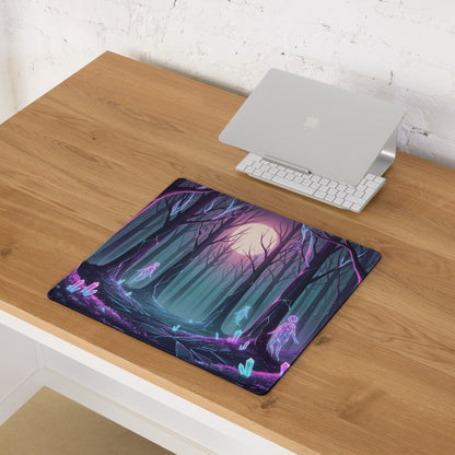 Neon Forest Vaporwave Mouse Pad - Mouse Pad Neon Purple Pink Cyan Desk Vaporwave Dreamy Mood Cyberpunk Decor Digital Art