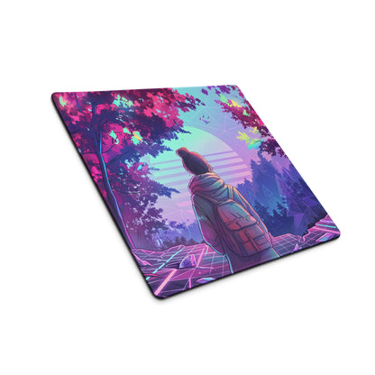 Neon Vaporwave Gaming Mouse Pad - Gaming Mouse Pad Neon Pink Purple Mood Retro Futurism Neon Aesthetic Desk Digital Art