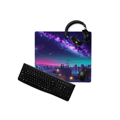 Vaporwave Cityscape Mouse Pad - Mouse Pad Purple Pink Neon Vaporwave Dreamy Neon Retro Futurism Gaming Digital Art