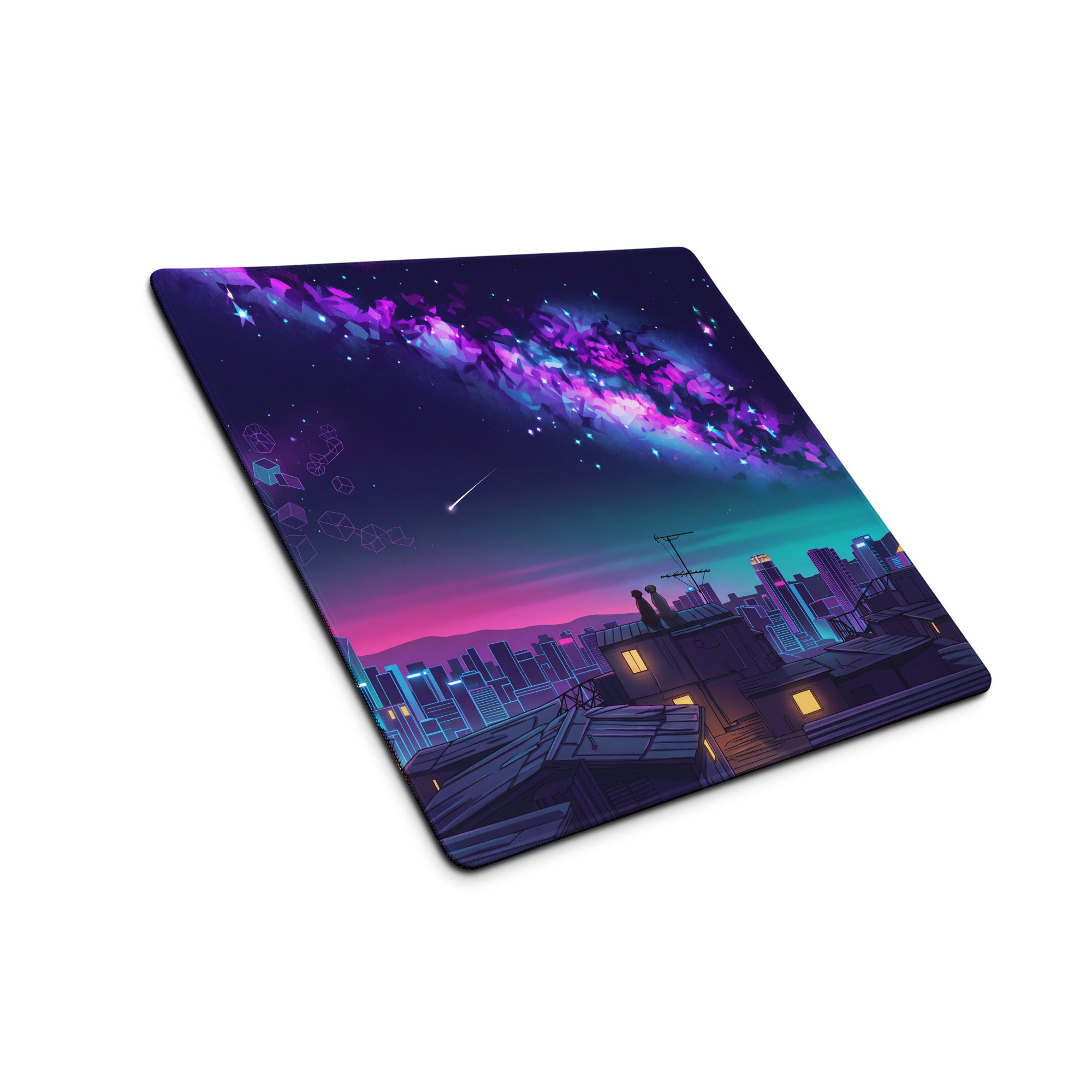 Vaporwave Cityscape Mouse Pad - Mouse Pad Purple Pink Neon Vaporwave Dreamy Neon Retro Futurism Gaming Digital Art