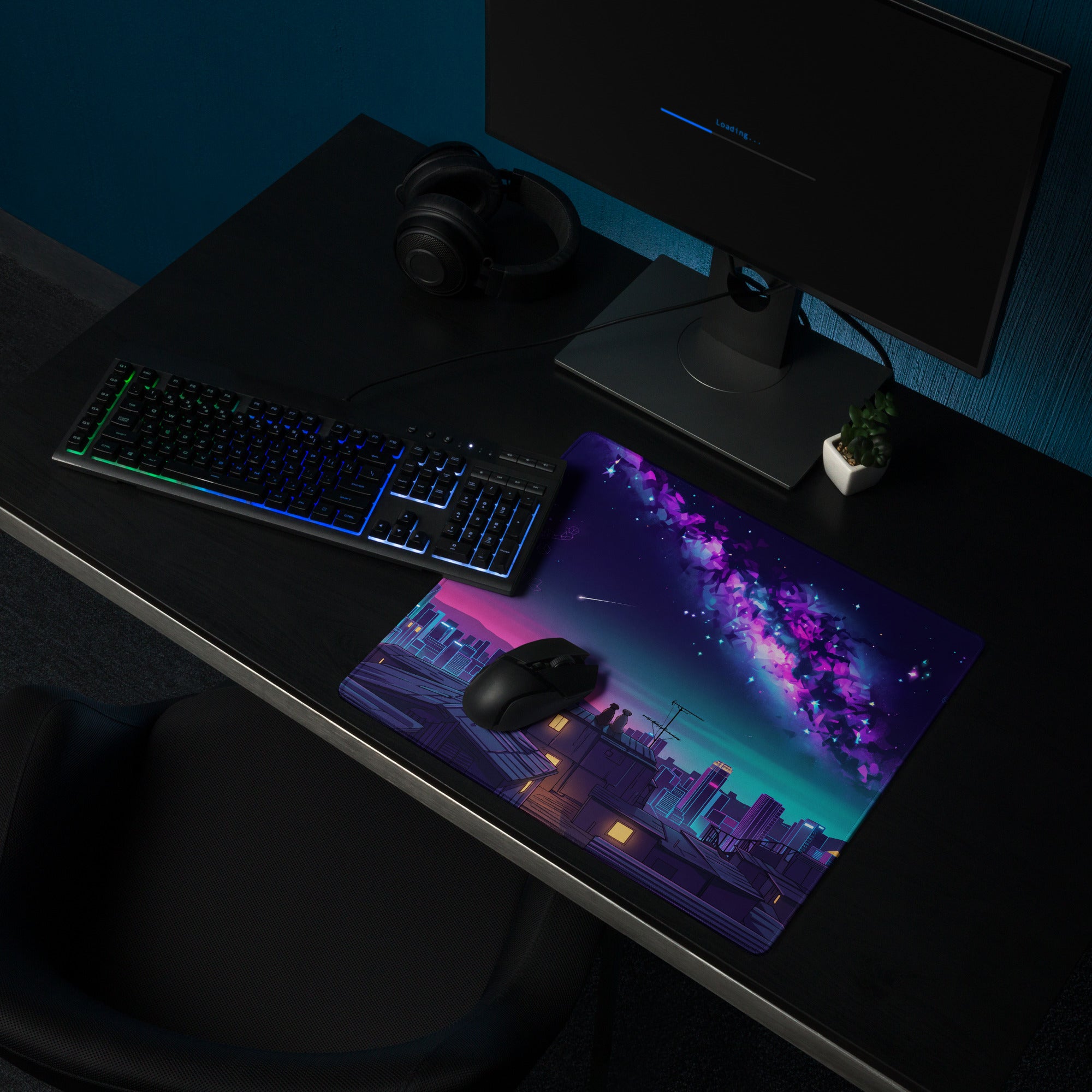Vaporwave Cityscape Mouse Pad - Mouse Pad Purple Pink Neon Vaporwave Dreamy Neon Retro Futurism Gaming Digital Art