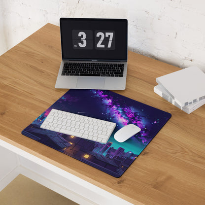 Vaporwave Cityscape Mouse Pad - Mouse Pad Purple Pink Neon Vaporwave Dreamy Neon Retro Futurism Gaming Digital Art
