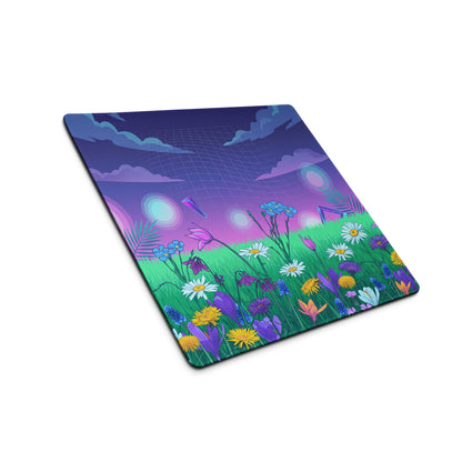 Vaporwave Garden Glow Mouse Pad - Mouse Pad Purple Blue Desk Setup Vaporwave Neon Aesthetic Dreamy Mood Digital
