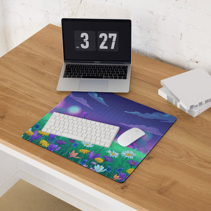 Vaporwave Garden Glow Mouse Pad - Mouse Pad Purple Blue Desk Setup Vaporwave Neon Aesthetic Dreamy Mood Digital