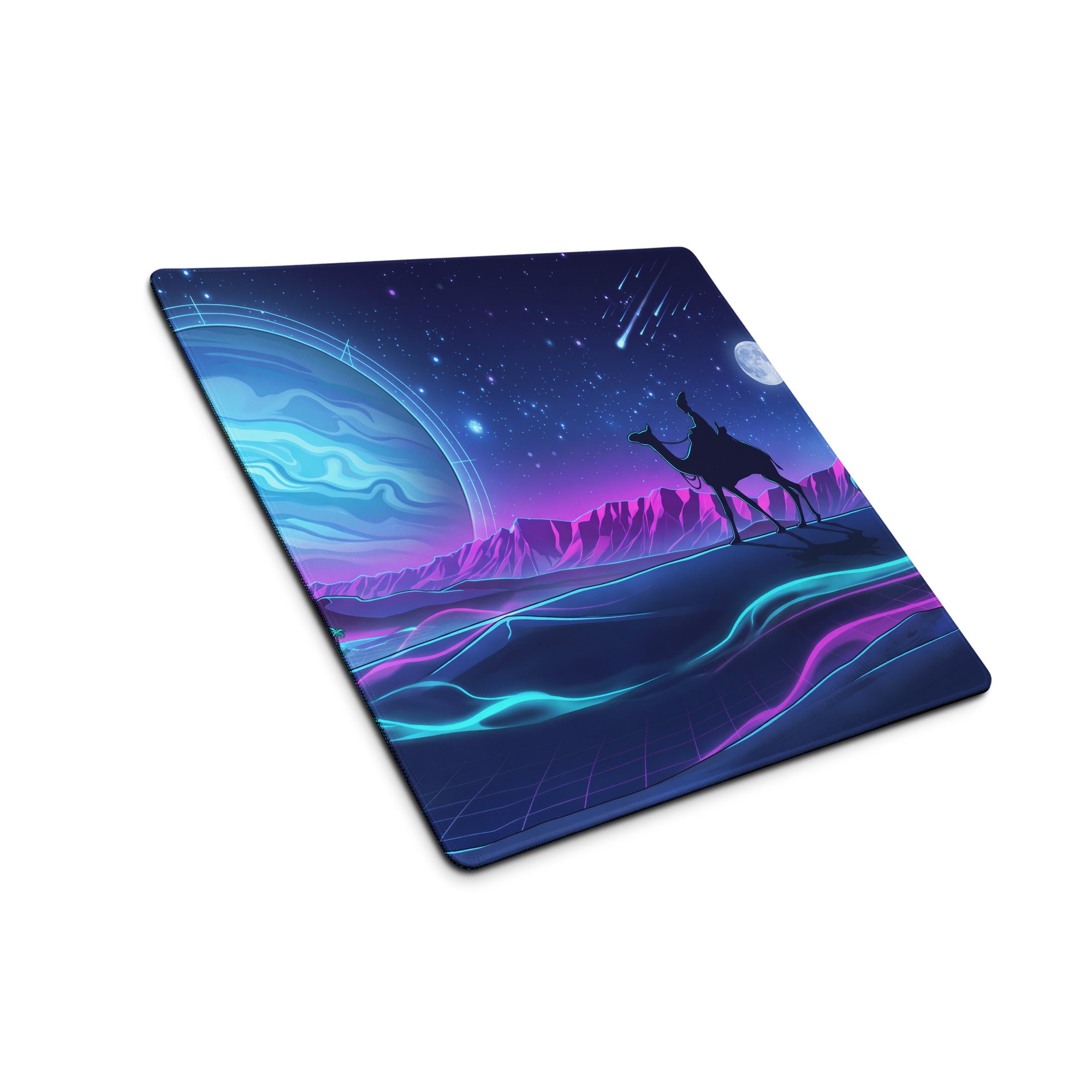 Neon Vaporwave Galaxy Pad - Vaporwave Mouse Pad Neon Purple Blue Gaming Desk Dreamy Vibrant Neon Synthwave Desk Art