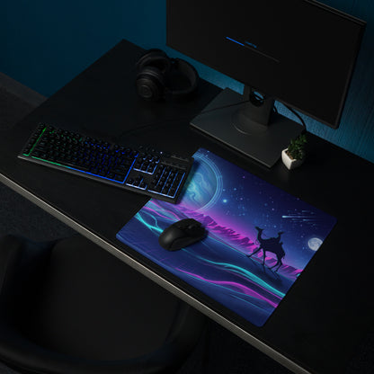 Neon Vaporwave Galaxy Pad - Vaporwave Mouse Pad Neon Purple Blue Gaming Desk Dreamy Vibrant Neon Synthwave Desk Art