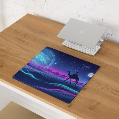 Neon Vaporwave Galaxy Pad - Vaporwave Mouse Pad Neon Purple Blue Gaming Desk Dreamy Vibrant Neon Synthwave Desk Art