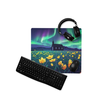 Aurora Neon Vaporwave Mouse Pad - Vaporwave Mouse Pad Neon Green Purple Mood Dreamy Decor Modern Neon