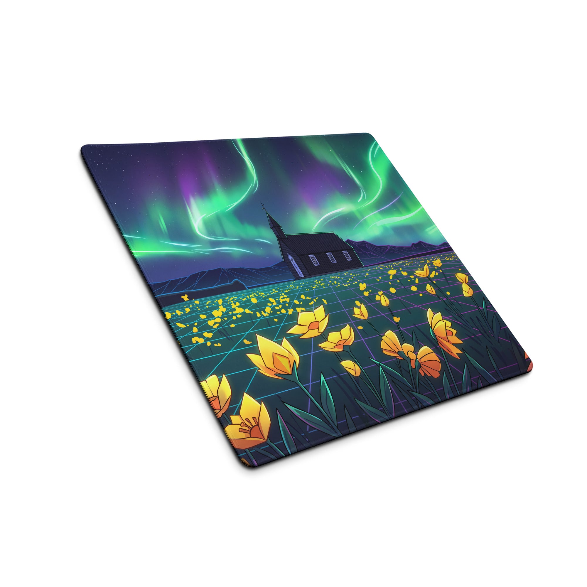 Aurora Neon Vaporwave Mouse Pad - Vaporwave Mouse Pad Neon Green Purple Mood Dreamy Decor Modern Neon