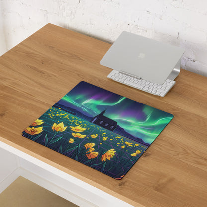 Aurora Neon Vaporwave Mouse Pad - Vaporwave Mouse Pad Neon Green Purple Mood Dreamy Decor Modern Neon