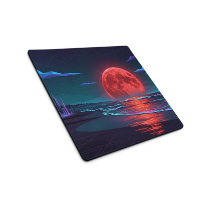 Vaporwave Moon Neon Desk Pad - Vaporwave Moon Neon Pink Purple Blue Desk Futuristic Dream Retro Gaming Setup Digital Art