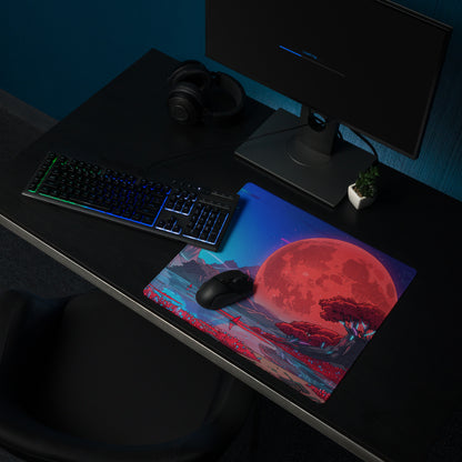 Vaporwave Neon Moon Mouse Pad - Mouse Pad Neon Pink Teal For Gaming Vaporwave Mood Neon Retro Niche Desk Mat Digital Art