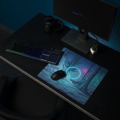 Neon Forest Vaporwave Mouse Pad - Mouse Pad Blue Purple Neon Vaporwave Gaming Desk Cyberpunk Retro Futurism Non Slip