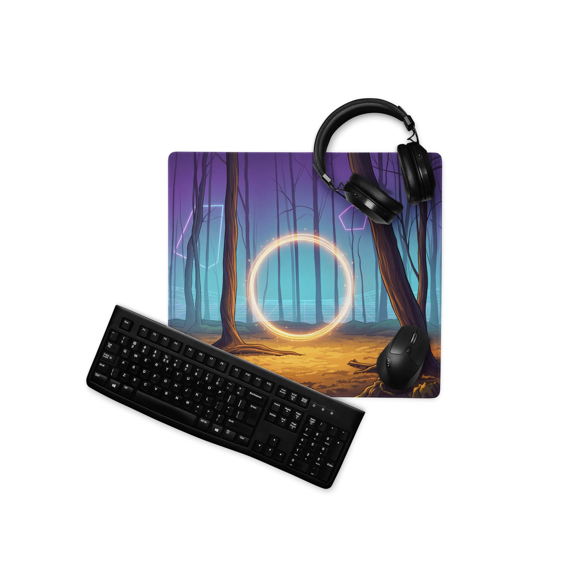 Neon Forest Vaporwave Mouse Pad - Mouse Pad Purple Pink Neon Vaporwave Dreamy Vaporwave Forest Neon Desk Mat Digital Art