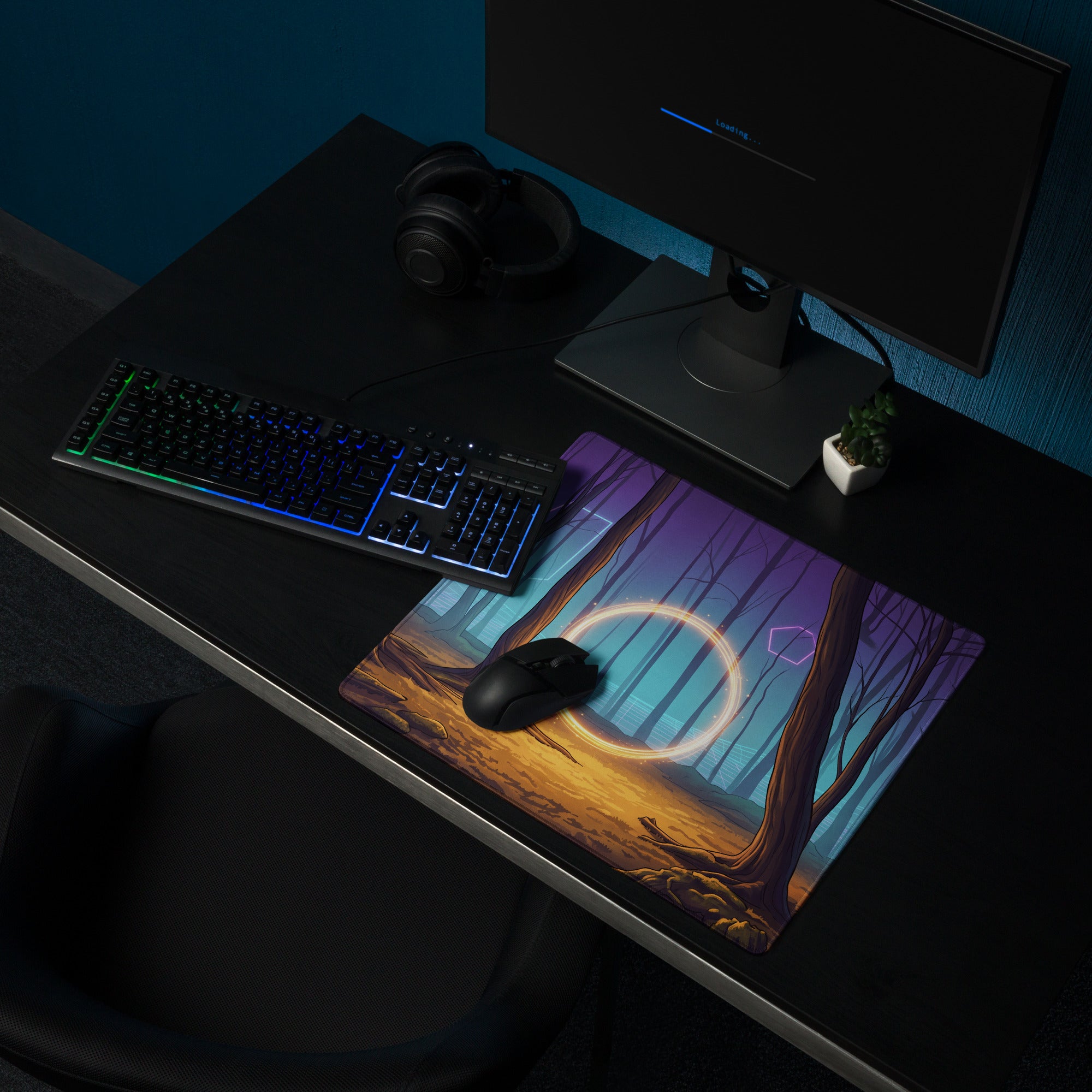 Neon Forest Vaporwave Mouse Pad - Mouse Pad Purple Pink Neon Vaporwave Dreamy Vaporwave Forest Neon Desk Mat Digital Art