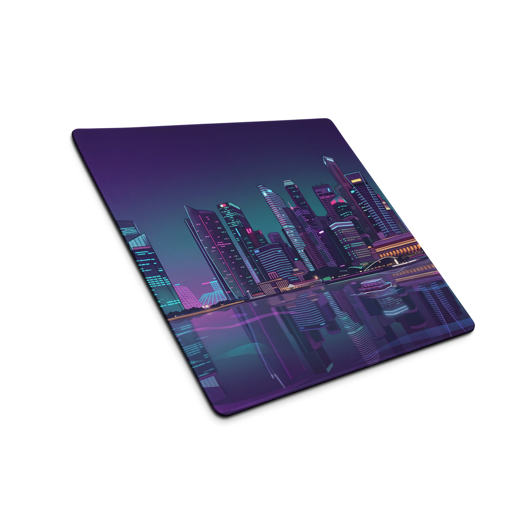 Vaporwave Cityscape Mouse Pad - Cityscape Purple Neon Desk Vaporwave → Mood Retro Neon Gaming Decor Digital Art