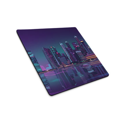 Vaporwave Cityscape Mouse Pad - Cityscape Purple Neon Desk Vaporwave → Mood Retro Neon Gaming Decor Digital Art