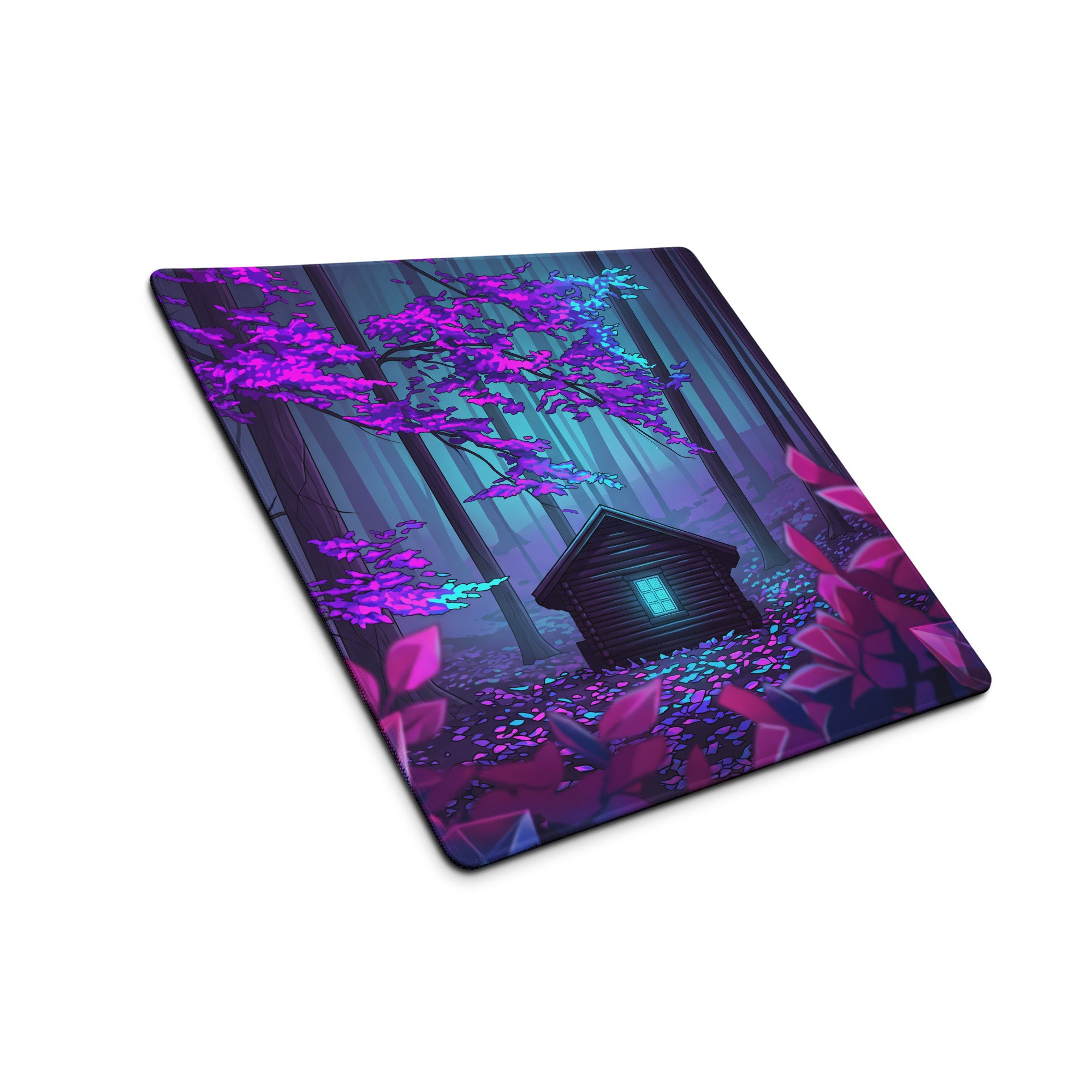 Vaporwave Neon Forest Mouse Pad - Gaming Mouse Pad Purple Pink Cyan Desktop Setup Vaporwave Dreamy Neon Futurism Gamer