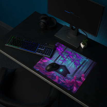 Vaporwave Neon Forest Mouse Pad - Gaming Mouse Pad Purple Pink Cyan Desktop Setup Vaporwave Dreamy Neon Futurism Gamer