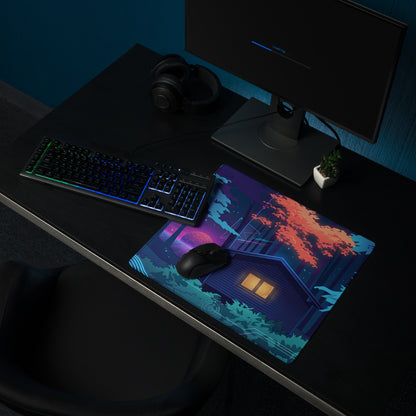 Vaporwave Night Desk Mat - Mouse Pad Neon Pink Blue Gaming Desk Vaporwave Dreamy Neon Mood Retro Decor Digital Art