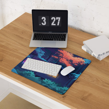 Vaporwave Night Desk Mat - Mouse Pad Neon Pink Blue Gaming Desk Vaporwave Dreamy Neon Mood Retro Decor Digital Art