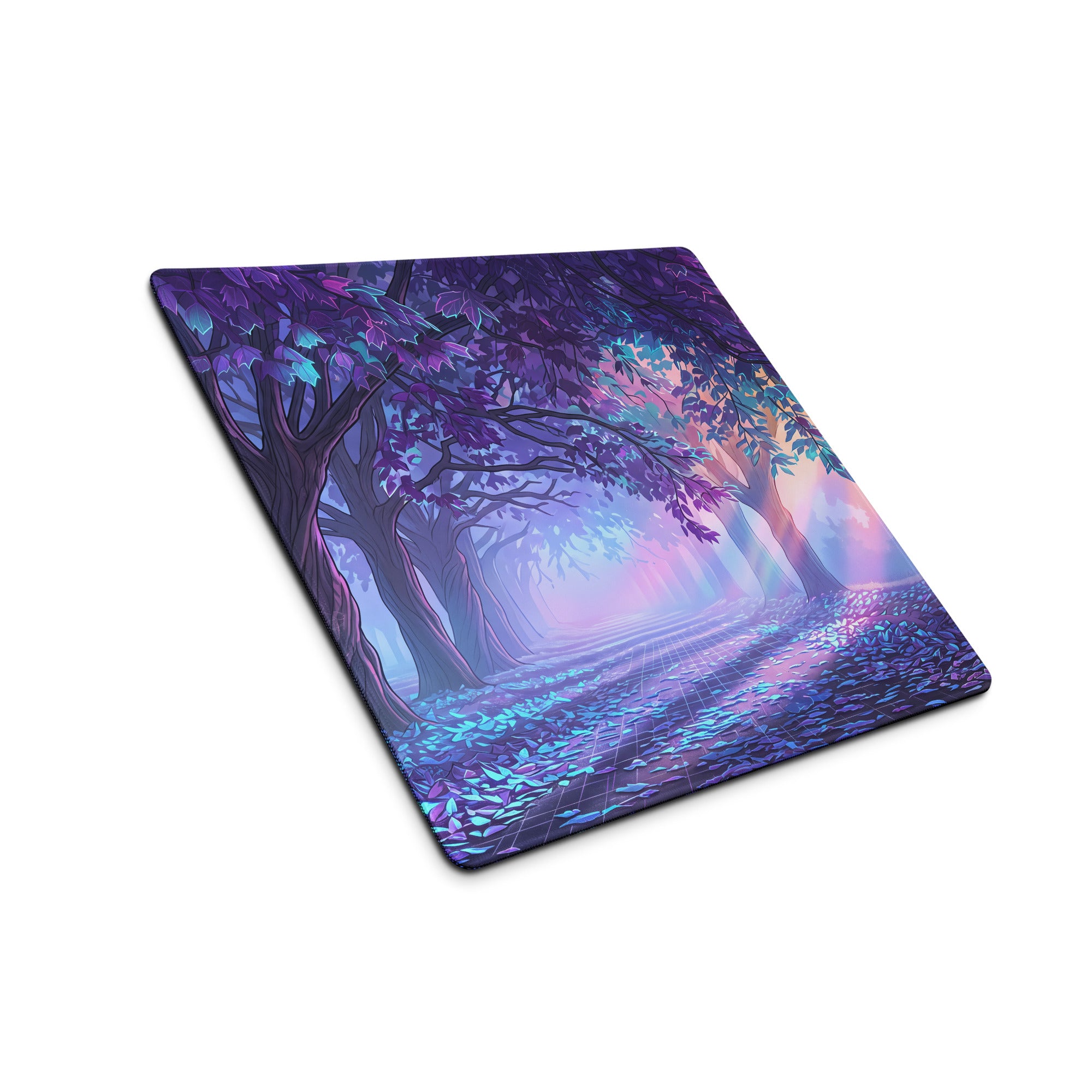 Vaporwave Forest Neon Desk Mat - Mouse Pad Purple Blue Teal Vaporwave Dreamy Nostalgic Mood Neon Cyberpunk Digital Art