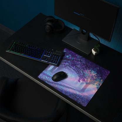 Vaporwave Forest Neon Desk Mat - Mouse Pad Purple Blue Teal Vaporwave Dreamy Nostalgic Mood Neon Cyberpunk Digital Art