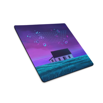 Vaporwave Neon Pixel House Mouse Pad - Mouse Pad Purple Pink Neon Vaporwave Desk Futurism Dreamy Mood Digital Art