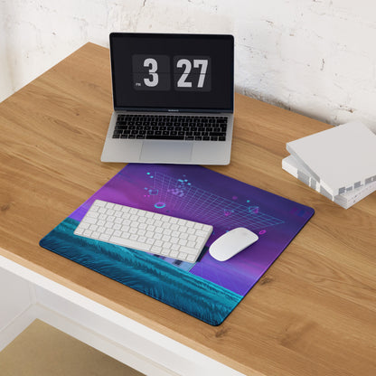 Vaporwave Neon Pixel House Mouse Pad - Mouse Pad Purple Pink Neon Vaporwave Desk Futurism Dreamy Mood Digital Art
