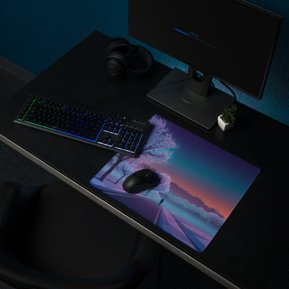 Vaporwave Sunset Gaming Mouse Pad - Mouse Pad Purple Pink Blue Desk Vaporwave Dreamy Neon Mood Retrofuturist Digital Print