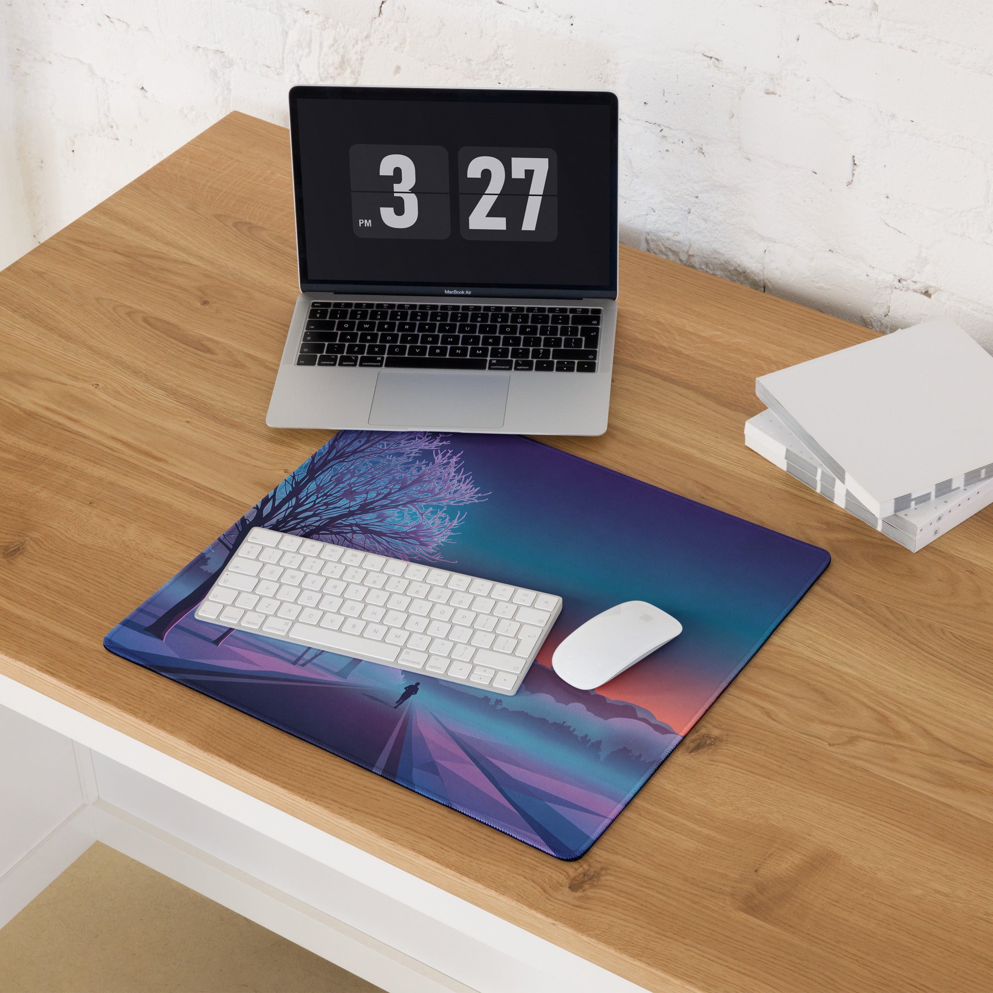 Vaporwave Sunset Gaming Mouse Pad - Mouse Pad Purple Pink Blue Desk Vaporwave Dreamy Neon Mood Retrofuturist Digital Print