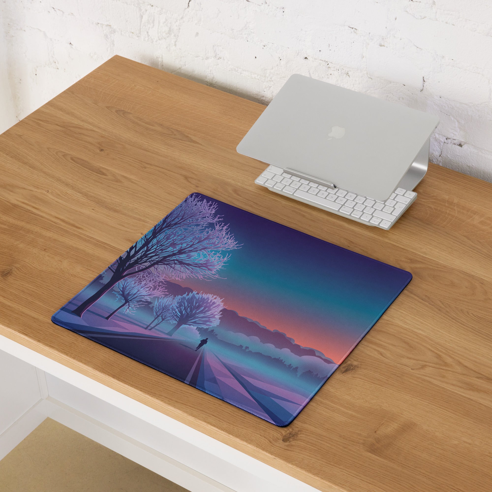 Vaporwave Sunset Gaming Mouse Pad - Mouse Pad Purple Pink Blue Desk Vaporwave Dreamy Neon Mood Retrofuturist Digital Print