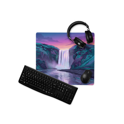 Neon Vaporwave Mouse Pad - Gaming Mouse Pad Purple Pink Gradient Mood Retro Futurism Neon Grid Large Non Slip