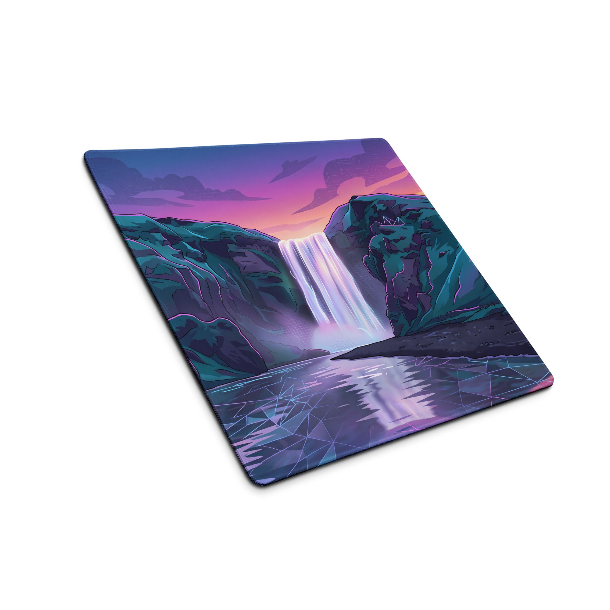 Neon Vaporwave Mouse Pad - Gaming Mouse Pad Purple Pink Gradient Mood Retro Futurism Neon Grid Large Non Slip