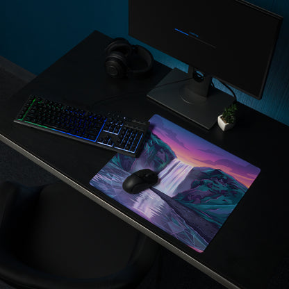 Neon Vaporwave Mouse Pad - Gaming Mouse Pad Purple Pink Gradient Mood Retro Futurism Neon Grid Large Non Slip