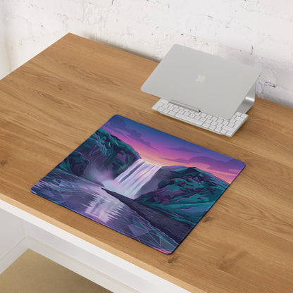 Neon Vaporwave Mouse Pad - Gaming Mouse Pad Purple Pink Gradient Mood Retro Futurism Neon Grid Large Non Slip