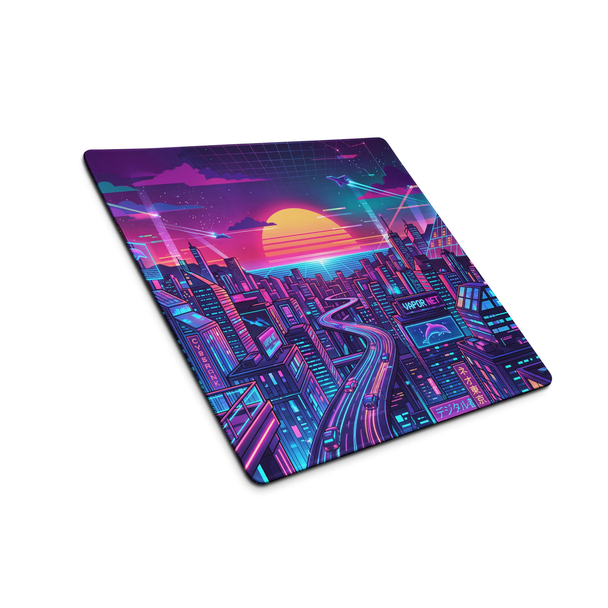 Neon Vaporwave Cityscape Mouse Pad - Cityscape Neon Pink Blue For Gaming Desk Vaporwave Dreamy Retro Futurism Digital Art