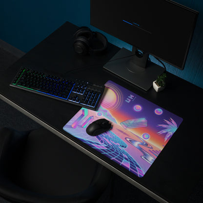 Vaporwave Neon Sunset Mouse Mat - Gaming Mouse Pad Neon Pink Purple Desk Vaporwave Dreamy Mood Nostalgic Neon Aesthetic Digital Art