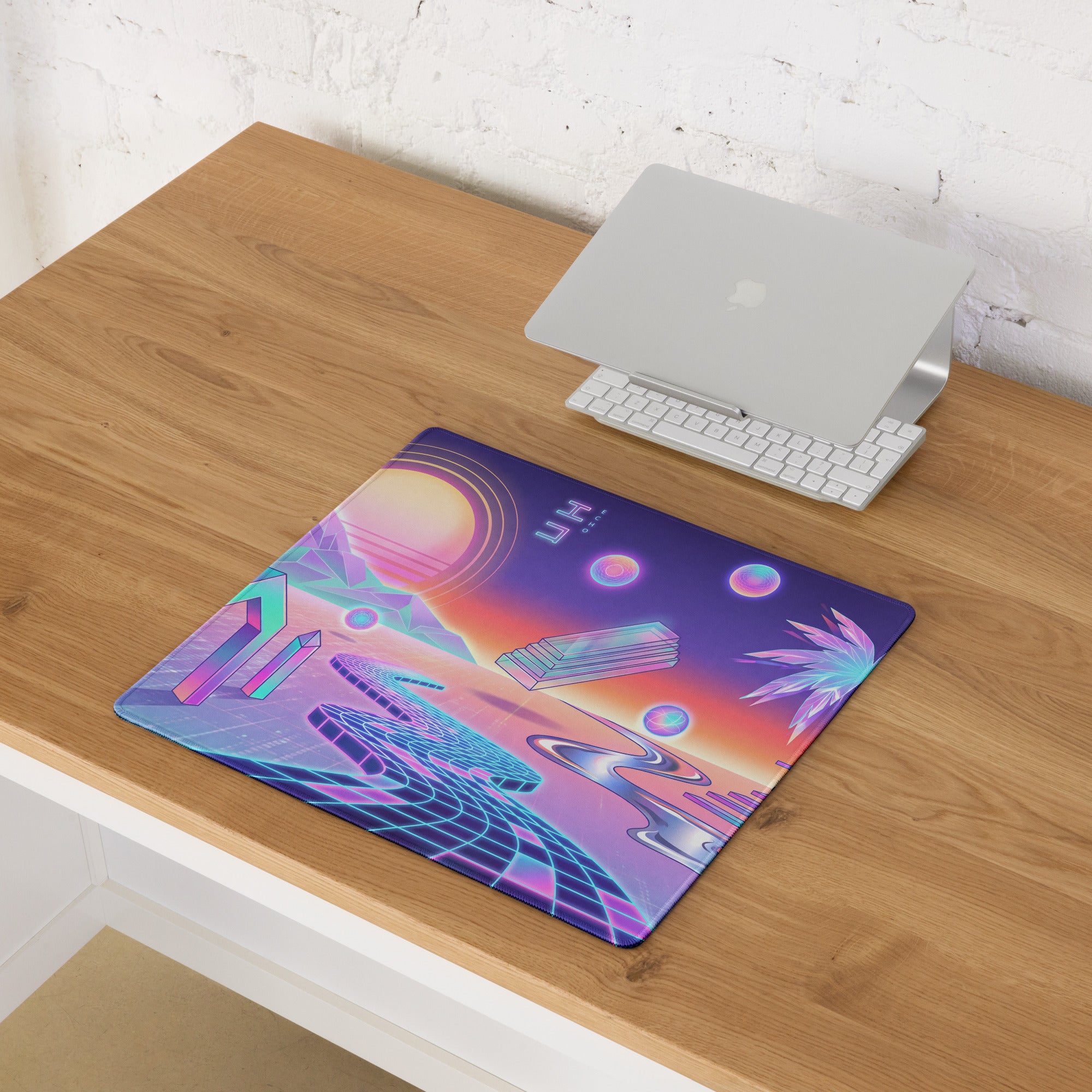 Vaporwave Neon Sunset Mouse Mat - Gaming Mouse Pad Neon Pink Purple Desk Vaporwave Dreamy Mood Nostalgic Neon Aesthetic Digital Art