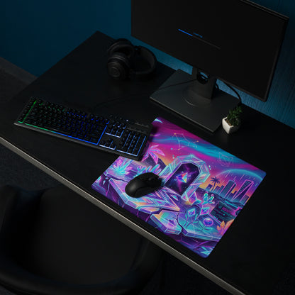 Neon Vaporwave City Mouse Pad - City Neon Pink Purple Gaming Desk Vaporwave Dreamy Mood Retro Futurism Desktop Digital