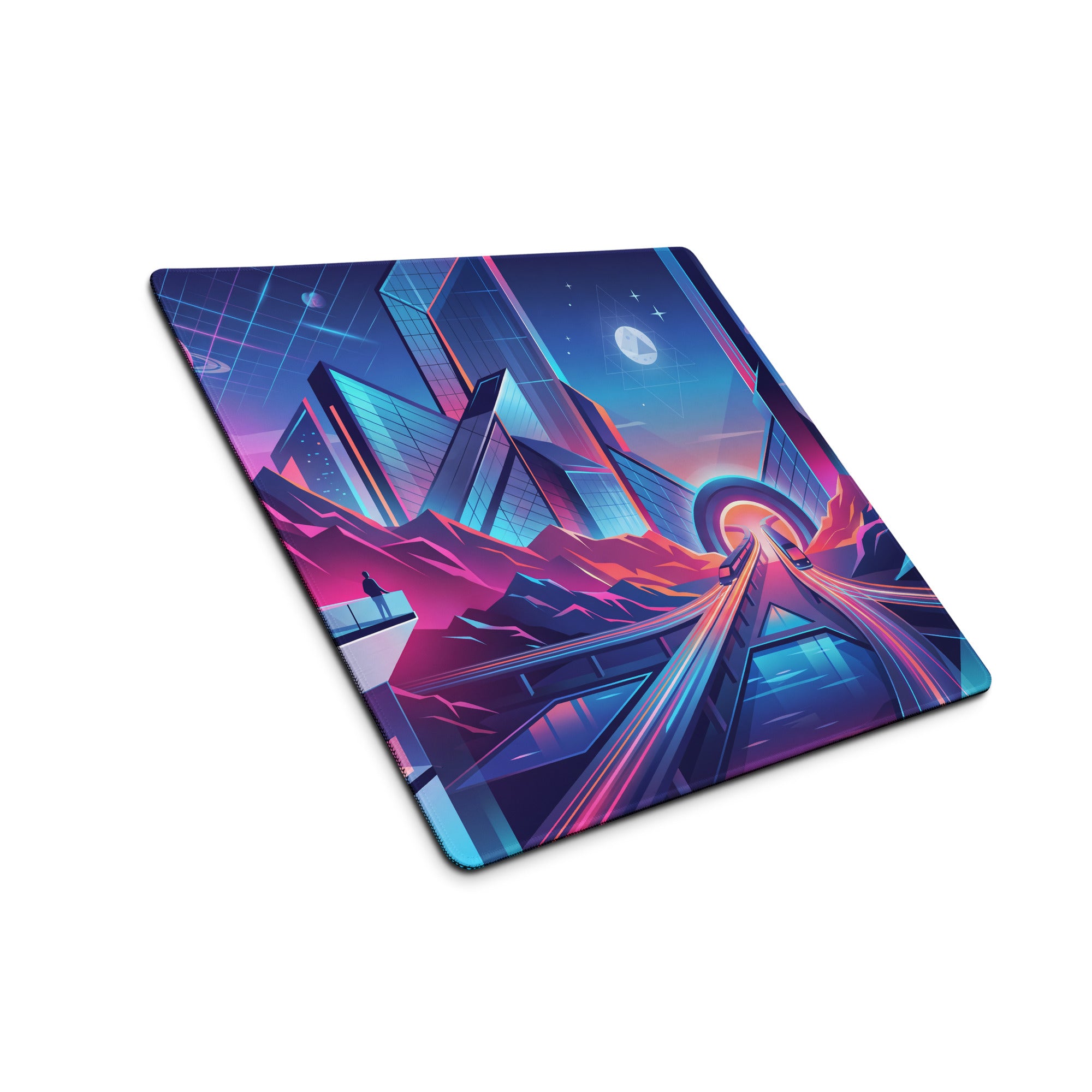 Vaporwave Neon City Mouse Pad - City Neon Pink Blue Purple Desk Gaming Vaporwave Dreamy Nostalgic Cyberpunk Digital Art