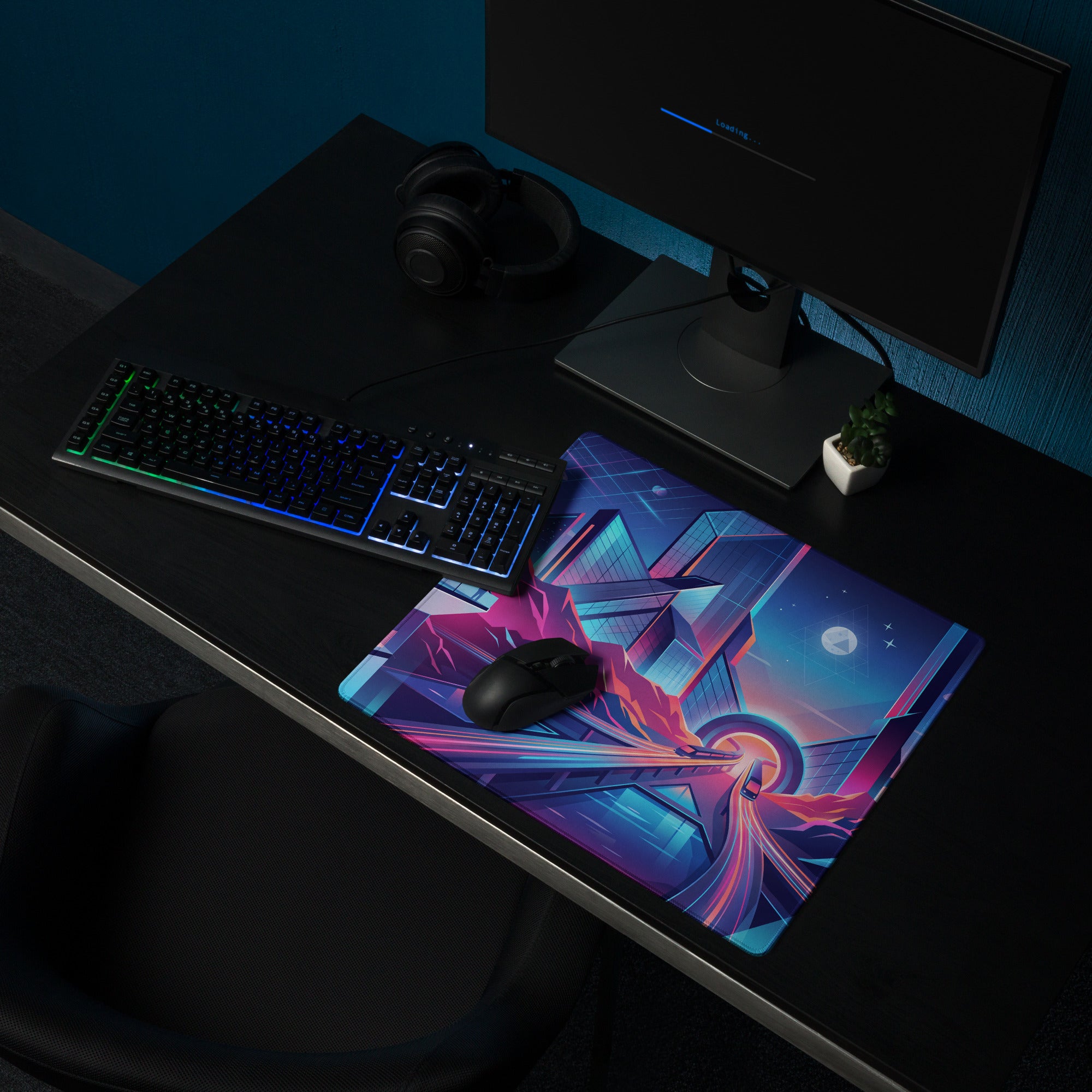 Vaporwave Neon City Mouse Pad - City Neon Pink Blue Purple Desk Gaming Vaporwave Dreamy Nostalgic Cyberpunk Digital Art