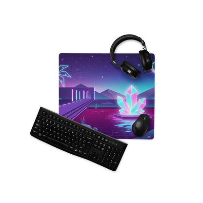 Neon Vaporwave Gaming Desk Pad - Gaming Mouse Pad Purple Pink Neon Retro Futuristic Neon Decor Digital Art