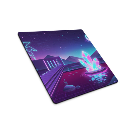 Neon Vaporwave Gaming Desk Pad - Gaming Mouse Pad Purple Pink Neon Retro Futuristic Neon Decor Digital Art