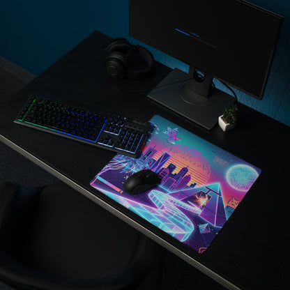 Neon Vaporwave City Mouse Pad - Mouse Pad Neon Pink Purple Blue Gaming Setup Vaporwave Retro Futurism Dreamy Nostalgic