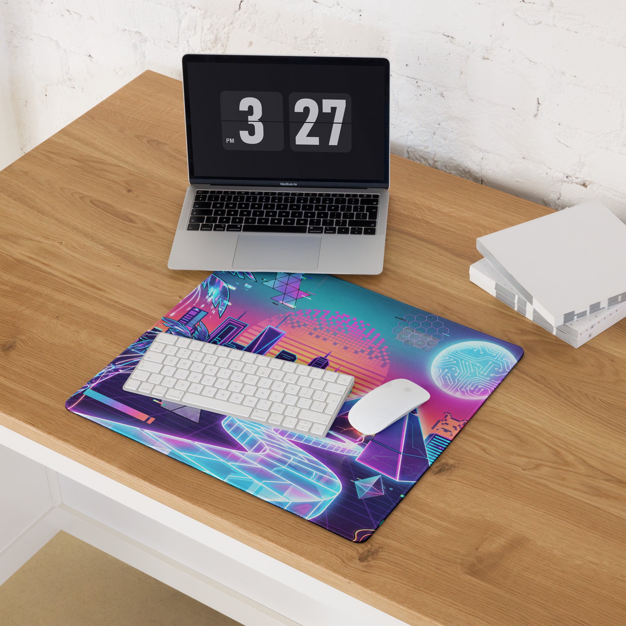 Neon Vaporwave City Mouse Pad - Mouse Pad Neon Pink Purple Blue Gaming Setup Vaporwave Retro Futurism Dreamy Nostalgic