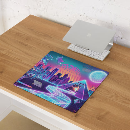 Neon Vaporwave City Mouse Pad - Mouse Pad Neon Pink Purple Blue Gaming Setup Vaporwave Retro Futurism Dreamy Nostalgic