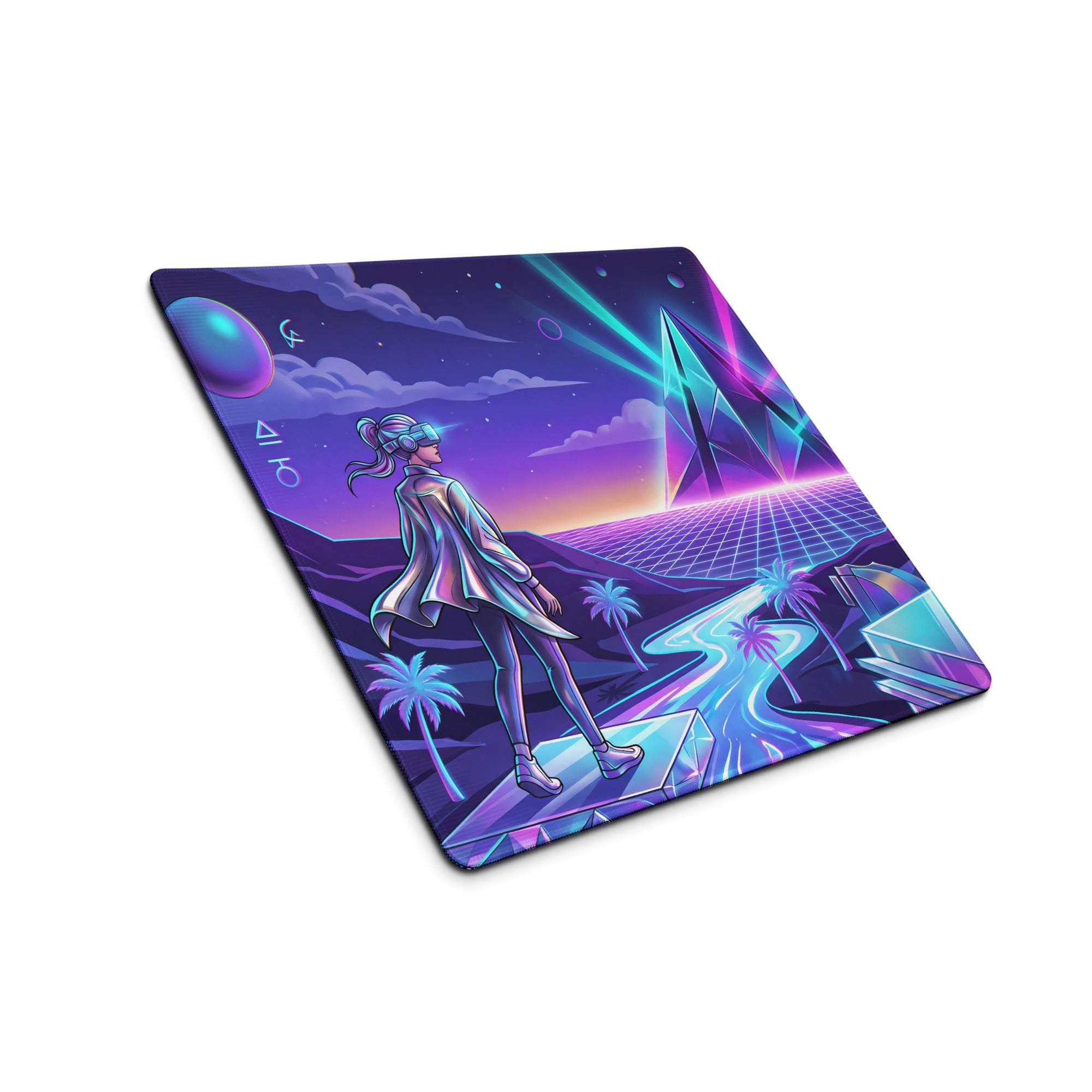 Neon Vaporwave Mouse Pad - Gaming Mouse Pad Neon Purple Blue Vaporwave Mood Nostalgic, Neon Decor, Desk Mat, Digital Art